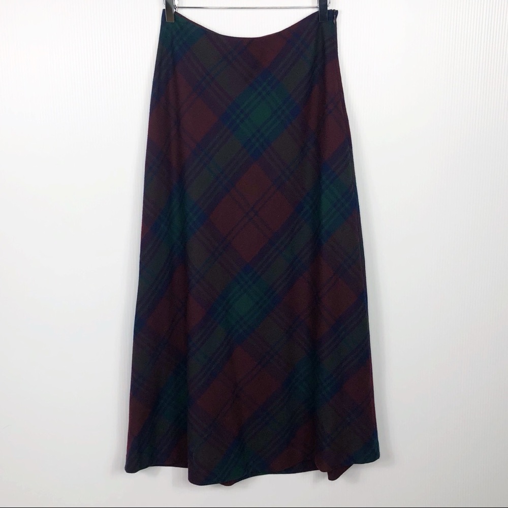 Lauren Ralph Lauren Wool Plaid Maxi Skirt